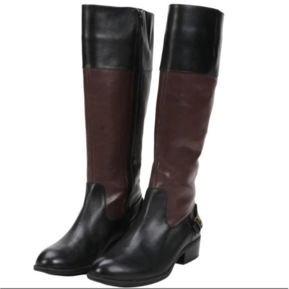 New RALPH LAUREN Marlena II Tall Knee High Leather
Riding Boots Two Tone Size 6